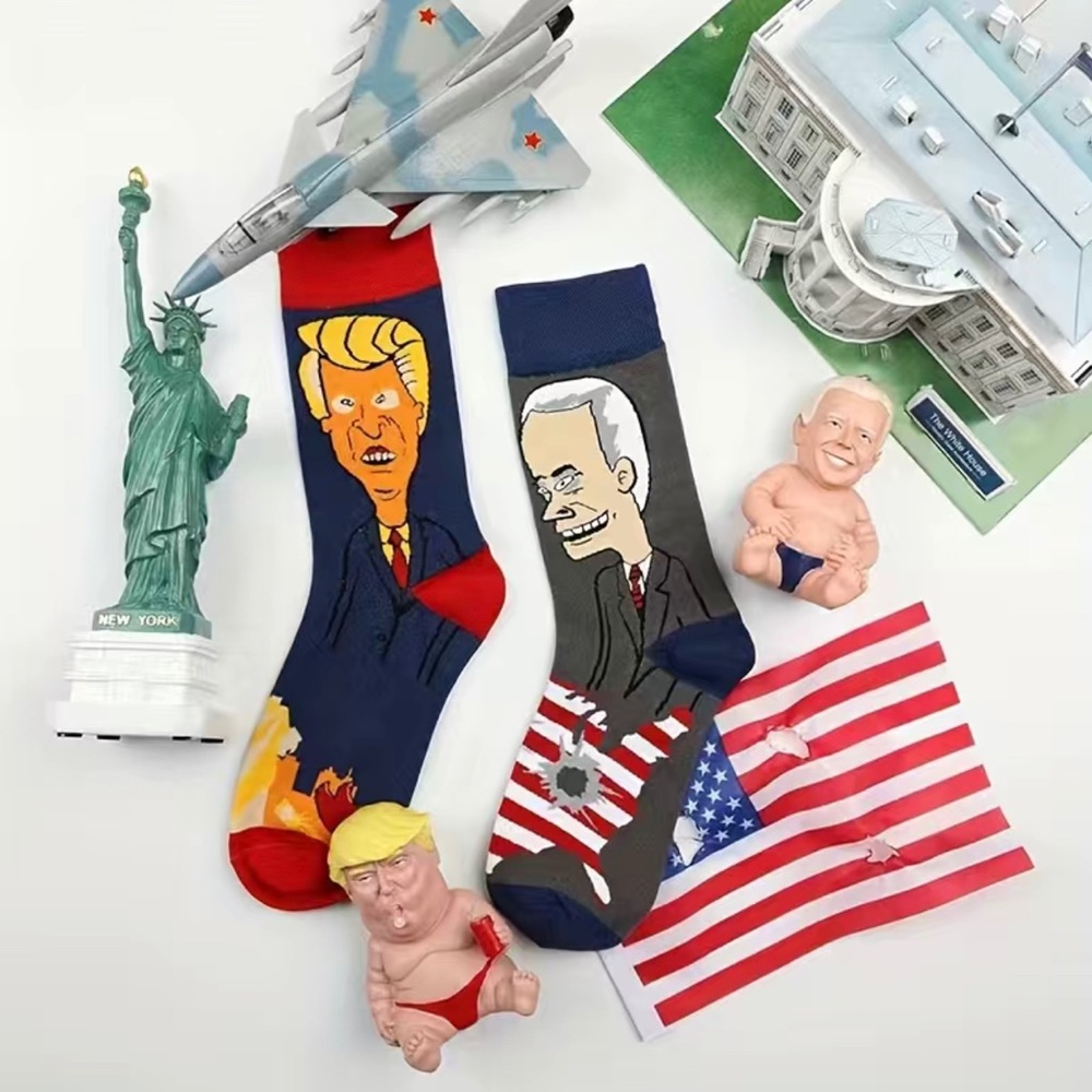 Fun Trump and Biden Political USA Socks. (1 pair)